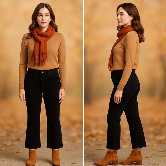 NWT J Brand Selena Bootcut Cropped Corduroy Jeans Pants Black Size 25 $198 - Picture 1 of 8
